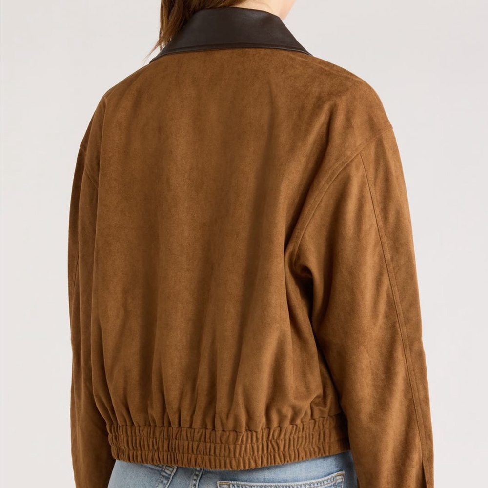 NWT Women’s Elodie Faux Leather Collar Faux Suede Crop Jacket Size Large - Picture 5 of 10